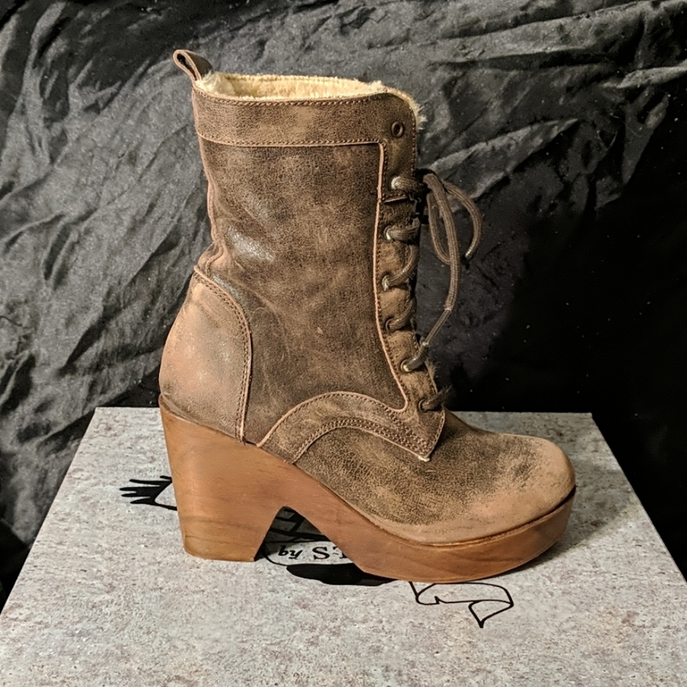 Freebird by Steven Brown Lace-Up Leather Platform Ankle Boots